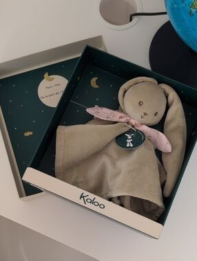 Kaloo Beige Plush Bunny Lovey with Pink Scarf